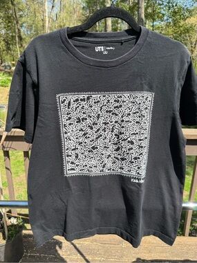 Uniqlo Black Tee with White Keith Haring Graphic